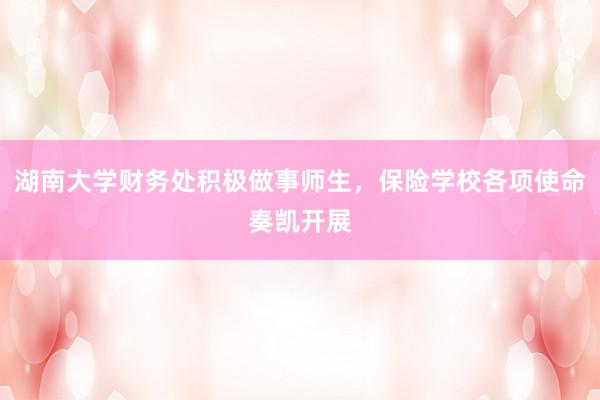 湖南大学财务处积极做事师生，保险学校各项使命奏凯开展